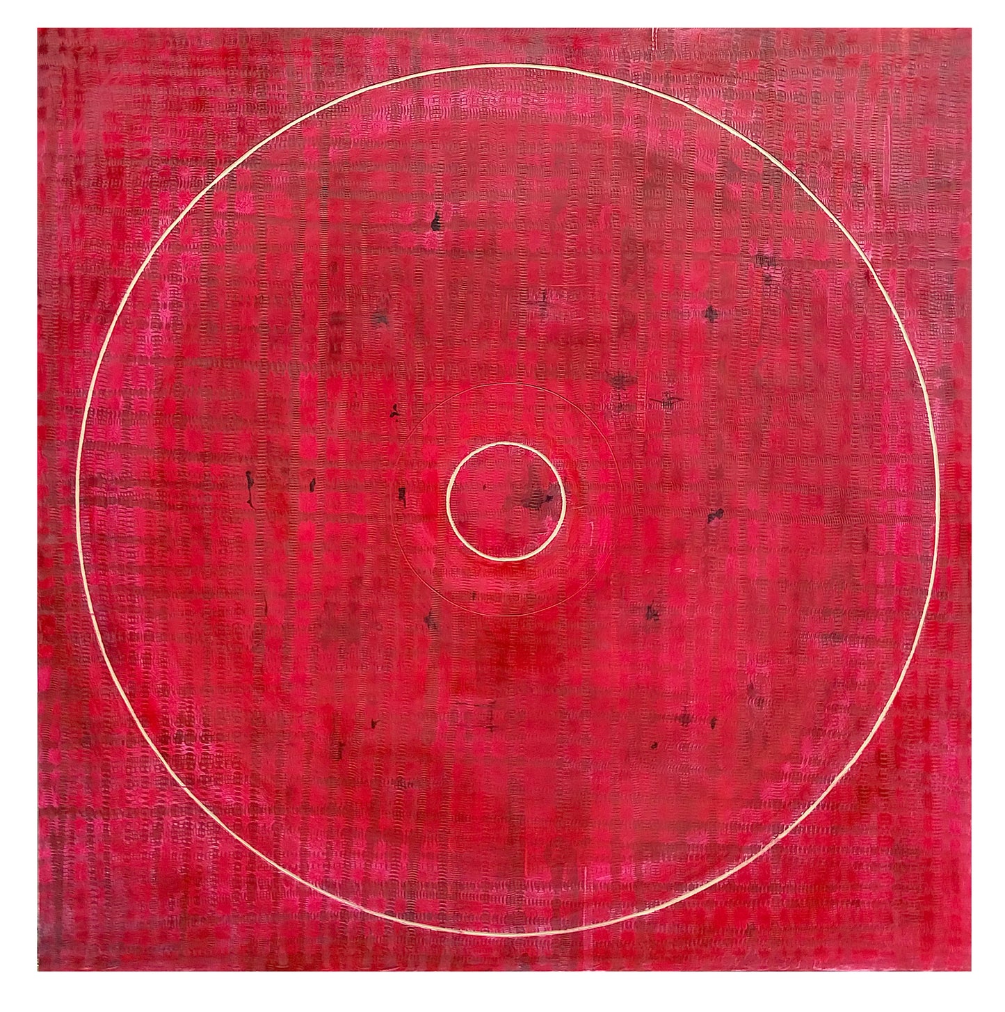 Command Module Red 004 — mixed-media work with space-inspired motif, by Sheyne Tuffery.