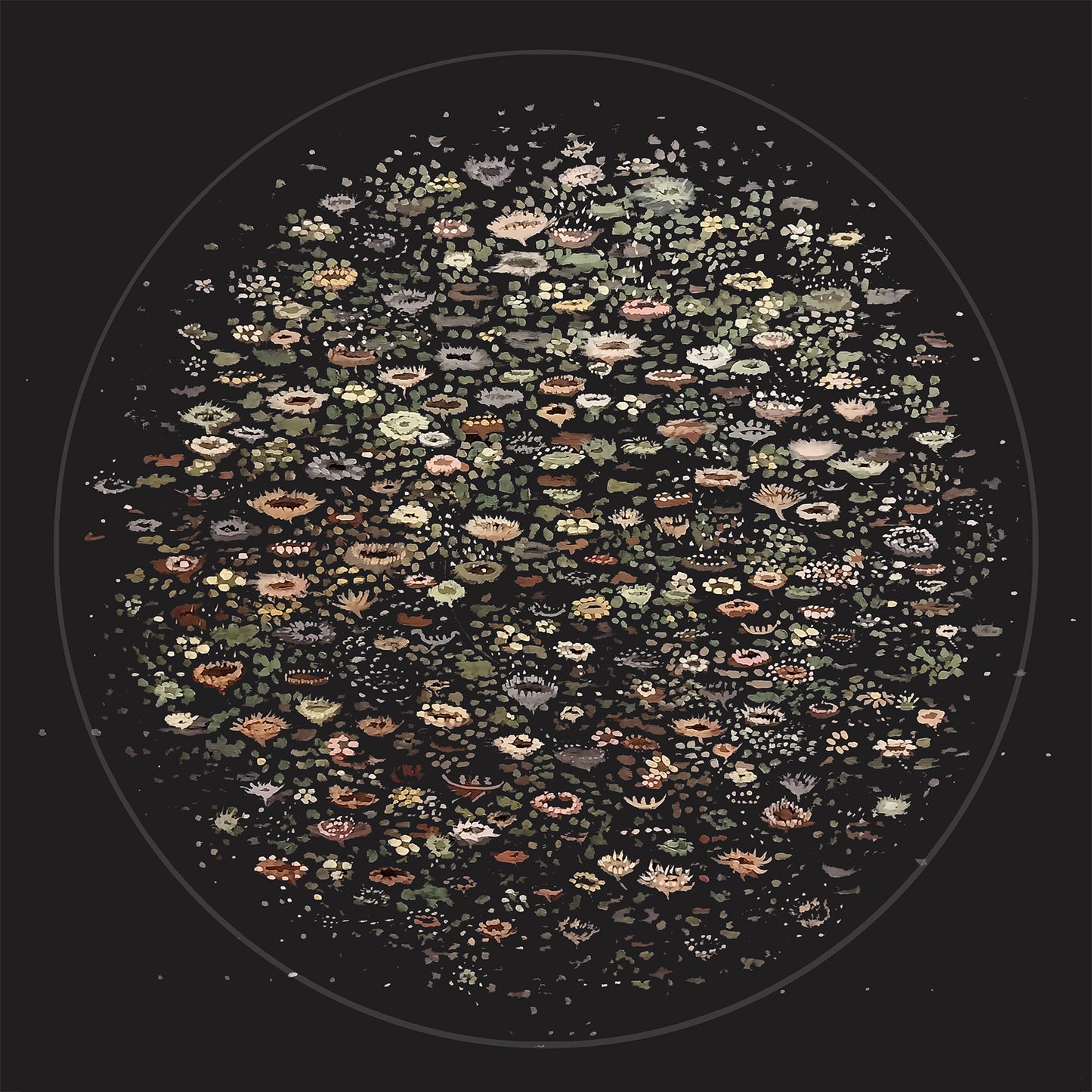 A reproduction of an oil painting featuring a detailed composition of plankton, printed on satin epsom paper with a white edge and signature/number of edition visible.