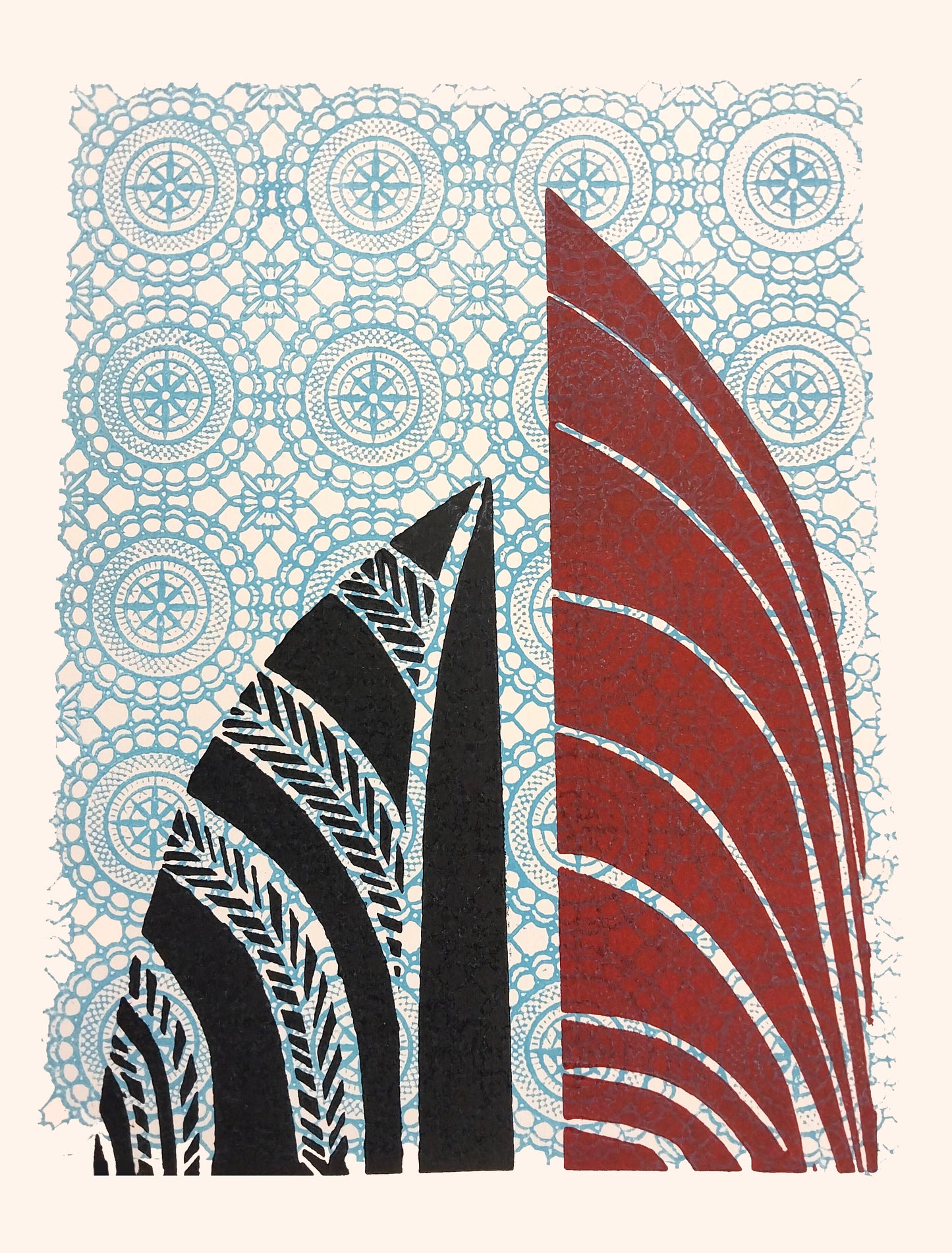 Pacific Assemblage 002 by Sheyne Tuffery, Mono Relief Print