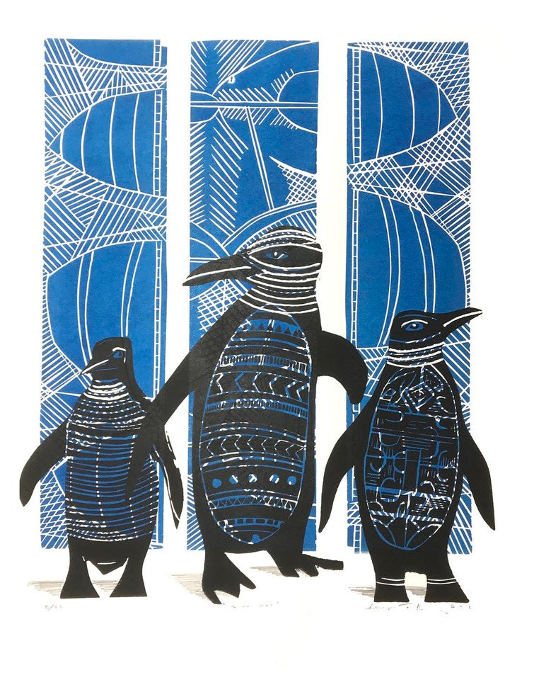 3 Hoi Hos (Blue) by Sheyne Tuffery, printmaking