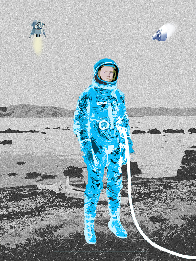 Neil At Waitaha Cove (Grey) by Sheyne Tuffery, Fine art pigment print