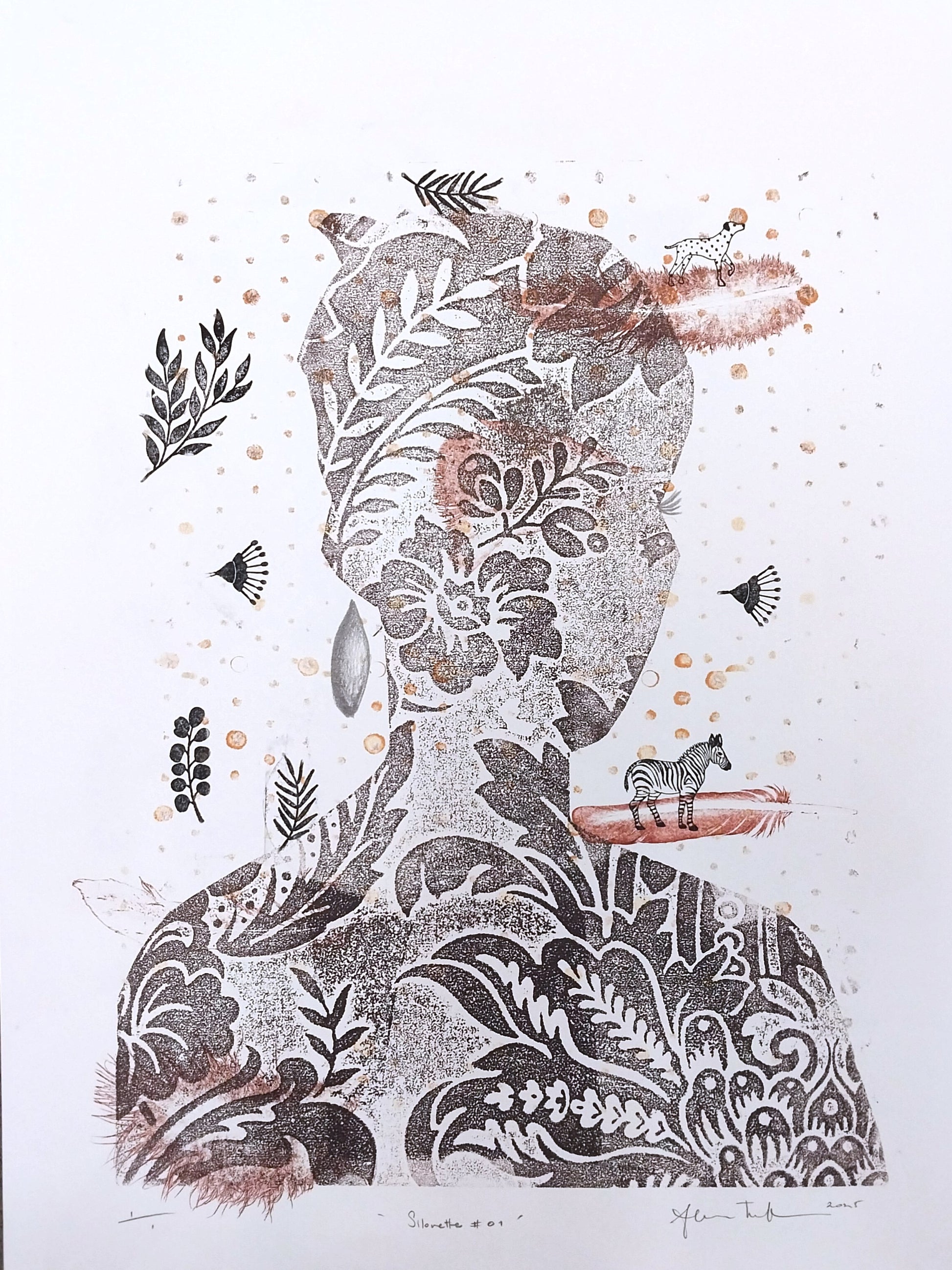 Silhouette 001 by Sheyne Tuffery, Mono Relief Print