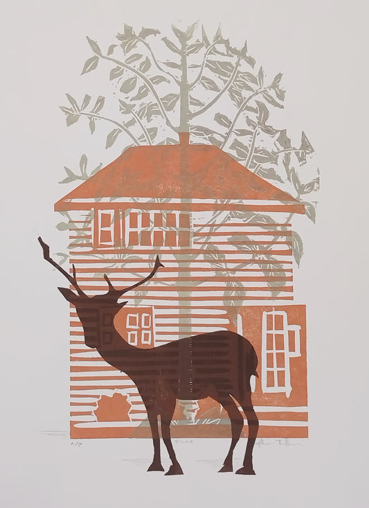 Silka (test proof) — woodblock print by Sheyne Tuffery.
